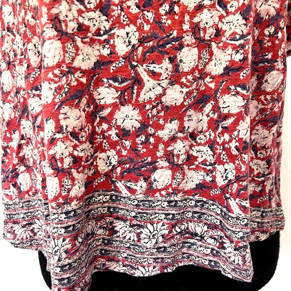 Lucky Brand Red and White Flutter Sleeve Blouse M - Picture 2 of 8